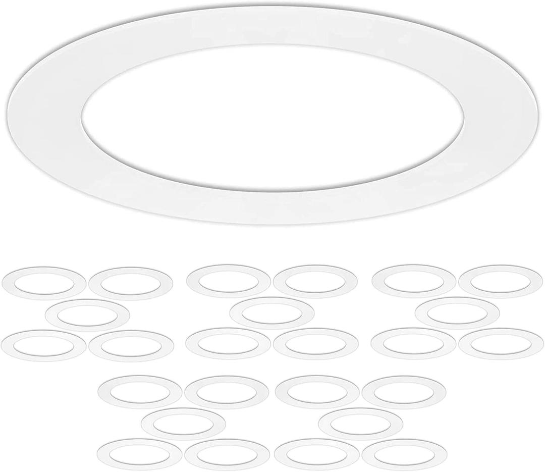 25 Pack Gloss White Goof Trim Ring for 6" Inch Recessed Can Lighting Down Light, Outer Diameter 8 Inches