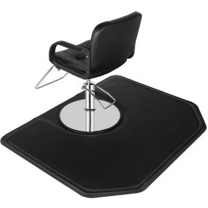 OmySalon 4'x5' - 1/2'' Thick Salon Anti Fatigue Mat for Hairstylist Standing, Barber Floor Matt with Circle Cut Out for Styling Chair, Hair Cutting Hairdressing Equipment, 4'x5'x1/2'' Black