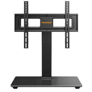 Perlegear Universal Swivel TV Stand Base for 32–70 inch TVs, Height Adjustable Table Top TV Stand Mount with Tilt, Tempered Glass Base, Holds up to 88 lbs, Max VESA 400x400mm, PGTVS26