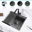 21 Drop In Black Kitchen Bar Sink, ZDHHT 21 x 18 x 10 Inches 16 Gauge T304 Black Stainless Steel Small Kitchen Sink Bar Prep Outdoor Sink Laundry Topmount RV Sink Island