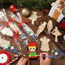 24 Set Christmas Wooden Nutcracker Painting Craft Kit DIY Blank Wooden Nutcracker Cutout Xmas Ornaments Unfinished Ballet Mouse King Walnut Soldier Craft Supplies Hanging for Xmas Tree