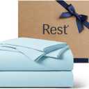 REST Evercool+ Cooling Sheet Set, Cali King Size, Light Blue, Breathable Bed Sheets for Hot Sleeper and Night Sweats, with Pillowcases, with Ionic+ Self-Cleaning Silver Yarn for Sensitive Skin, 4PCS