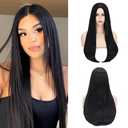 Long Black Wig | Long Straight Middle Part Black Parting Halloween Costume Cosplay and Daily Wig (black)