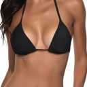 Suvimuga Women's Triangle Bikini Top Push up Padded Halter String Bathing Suits Top, XS