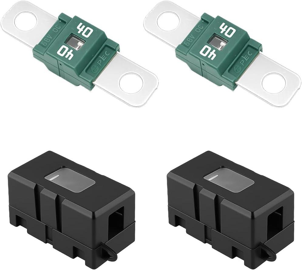 2PCS 40Amp Car AMI/Midi Fuse Holder Kit, High Current Bolt-on Fuse with Cover, Automotive Replacement Accessories, Universal for Buses Truck Construction Vehicles