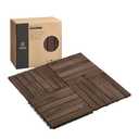 THYOI Premium Deck Tiles, Patio Flooring - Set 10 Pcs 12”x12”x0.9” Interlocking Deck Tiles, Waterproof Acacia Wood for Balcony, Backyard, Indoor & Outdoorr (Espresso, Striped Pattern, Square Joints)