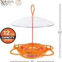 Nature’s Way Multi-Station Oriole Feeding Center with Ant Moat & Weather Baffle, Metal & Plastic Wild Bird Feeder, 12 oz Nectar Capacity, Orange