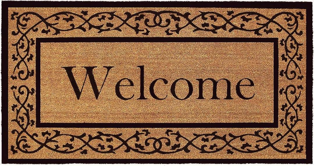 Callowaymills 120073672WELC Heavy-Duty Extra-Large 3' X 6' Doormat Natural, Black