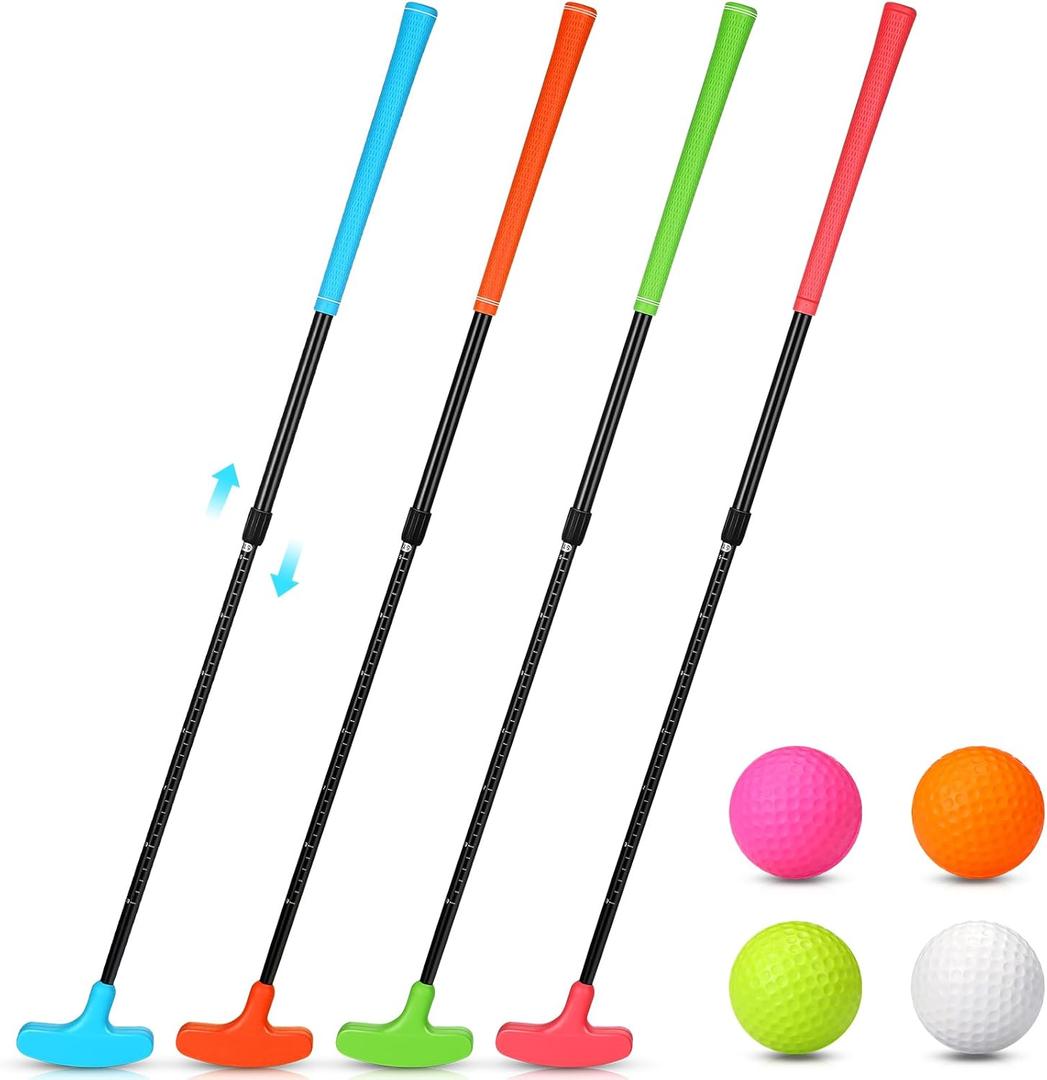 Hiboom 4 Pack Golf Putters for Men and Women Two Way Mini Golf Putter with 4 Balls Adjustable Length Kids Putter Bulk Right or Left Handed Golfers for Children Teenager Junior, 23.6-35.4 inches/ 60-90 cm