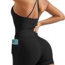 OMKAGI 2 Piece Workout Sets for Women Padded Sports Bra Tank Booty Gym Shorts with Pockets(XL, 284-Black)
