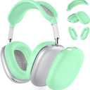 Silicone Case Cover for AirPods Max Headphones,Ear Pad Case Cover/Ear Cups Cover/Headband Cover for AirPods Max (USB-C/Lightning)(2024/2020),Soft Silicone Accessories for Apple AirPod Max, Light Green