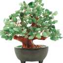 7 Inch Quartz Crystal Money Tree Bonsai Feng Shui Gem Decoration for Wealth and Luck (Green)