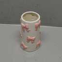 Chunful Embossed Pink Bow Ceramic Vase for Home Decor 7.1 Inch Cute Christmas Coquette Gifts for Women Girls Modern Decorative Bouquet Flower White Vases for Living Room Table Decor