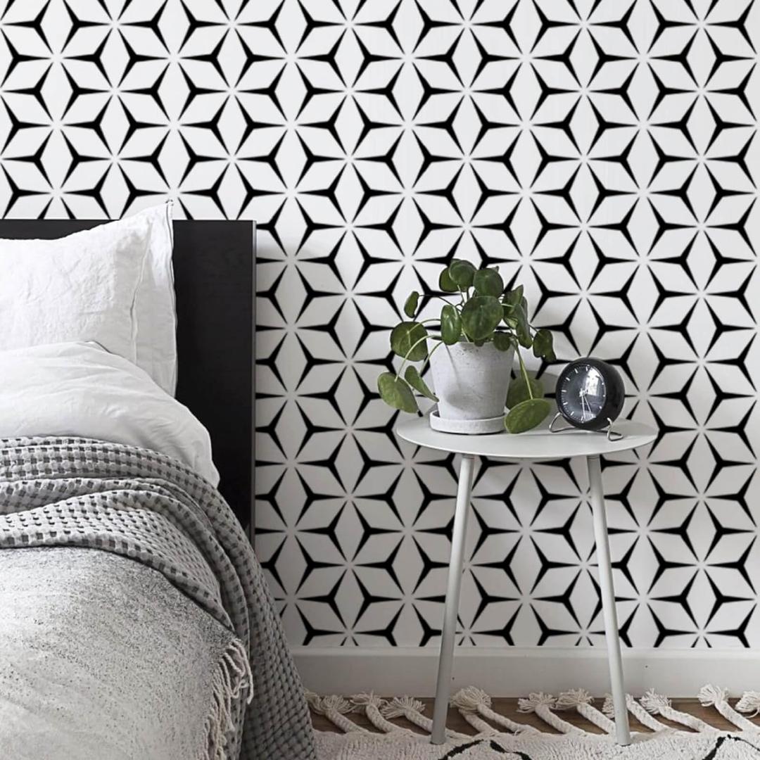 Heroad Wall Paper Peel and Stick Modern Black and White Wallpaper Peel and Stick Boho Geometric Contact Paper for Cabinets and Drawers Renter Friendly Self-Adhesive Removable Waterproof 17.7” x 787”