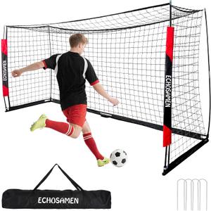12X6FT Soccer Goal, Portable Soccer Goals for Backyard, Easy to Carry, Easy to Install, Comes with 1 Carry Bag, 4 Ground Nails, Youth and Adult Training Equipment. (Black&Red)