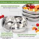 Potchen 6 Pack Stainless Steel Snack Containers with Lids, Reusable 4 Compartments Bento Boxes Snack Lunch Box for Divided Food Storage Container for Home Travel(Stylish)