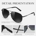 Polarized Aviator Sunglasses for Men Women- Classic Shades Retro Sun Glasses Driving Lightweight UV Protection (A2 Grey Frame/Black Lens)