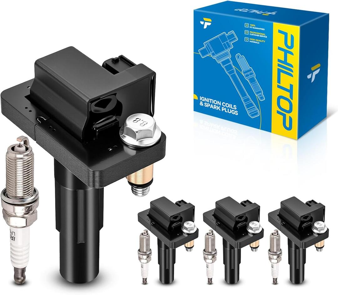 PHILTOP Ignition Coil Pack and Iridium Spark Plugs Fits for Subaru 2011-2014 Impreza 2.5T, Subaru 2015-2018 WRX STI, Subaru 2011-2013 Forester 2.5T, Subaru 2010-2012 Legacy 2.5T, 4PCS UF665