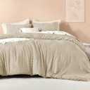 Litanika Khaki King Size Comforter Set, 3 Pieces Tufted Boho Farmhouse Bedding Comforter Sets, Lightweight Fluffy Comforter Bed Set for All Season (104x90In Comforter and 2 Pillowcases)