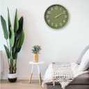 HZDHCLH Wall Clocks Battery Operated,12 inch Silent Non Ticking Modern Wall Clock for Living Room Bedroom Kitchen Office Classroom Decor (Olive Green and Gold)