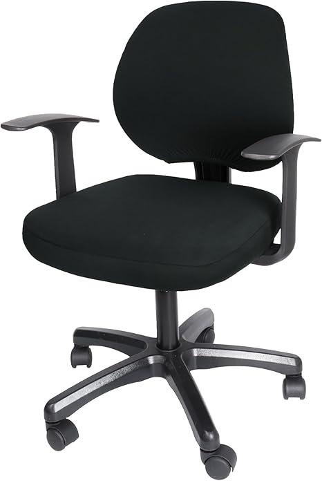 Office Computer Chair Cover, Stretch Universal Rotating Rolling Desk Chair Slipcover, Stretchable Office Chair Seat Protector (Black)
