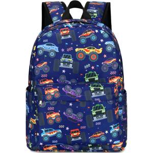 CAMTOP Preschool Backpack for Kids Boys Girls Toddler Backpack Kindergarten School Bookbags for Age 3-8 (Navy Big Wheels)