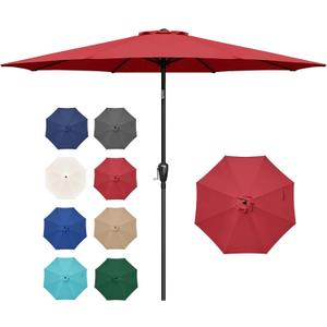 Simple Deluxe 9FT Outdoor Patio Umbrella Table Market Umbrella with Push Button Tilt and Crank, 8 Sturdy Ribs, UV Protection Waterproof for Garden, Lawn, Deck, Backyard, Pool, Red Simple Deluxe 9FT Outdoor Patio Umbrella Table Market Umbrella with Push Button Tilt and Crank, 8 Sturdy Ribs, UV Protection Waterproof for Garden, Lawn, Deck, Backyard, Pool, Red