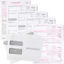 1099 Misc Forms 2024, 4 Part Laser Tax Forms Kit for 25 Vendor with 25 Self-Seal Envelopes, Designed for QuickBooks and Accounting Software