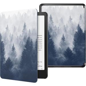 MoKo Case for All-new 7"Kindle Paperwhite 12th Generation 2024&Kindle Colorsoft Signature Edition 2024,Lightweight PU Protective Shell Cover with Auto Wake/Sleep for Kindle Paperwhite 2024,Gray Forest