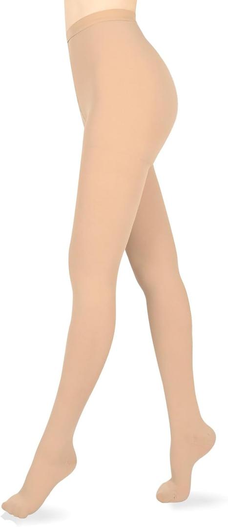 Compression Pantyhose for Women & Men, Medical Graduated Compression Stockings, Compression Tights (Medium, Beige/Closed Toe/20-30 mmHg)