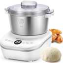 Moongiantgo 5L Dough Maker with Ferment Function, 200W Dough Kneading Machine with 304 Stainless Steel Bowl, Low Noise Operation, Microcomputer Timing, Touch Panel (White)