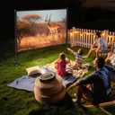 STWUI Outdoor Projector Screen with Stand - 120 Inch Portable Projector Screen Indoor and Outdoor Projector Screens 16:9 4K HD Wrinkle Free Lightweight Movie Screen with Carry Bag,Enioy Movie Nights