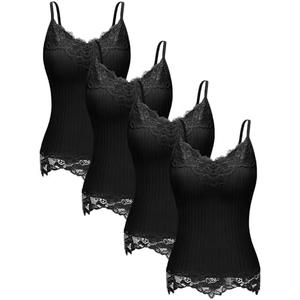Fourluoo Women's Long Lace Tank Tops lace Camisole Patchwork Tops for Women XXL 3PACK