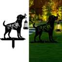 Tfro & Cile Dog Solar Light Outdoor Garden Lantern Stake Decorative Black Ornament with Butterfly Silhouette Decoration for Yard Lawn Patio