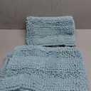 H.VERSAILTEX Extra Thick Chenille Striped Pattern Bath Rugs for Bathroom Non Slip - Soft Plush Shaggy Mats for Floor, Indoor, Entryway (Aqua Haze, 32 x 20 Plus 24 x 17 - Inches)