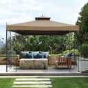 10x12ft Replacement Cover Compatible with Parlay L-GZ288PST-4H and 10' x 12' Monterey Compatible with Chinese Knotted Gazebo A101012100/A101012110,(Khaki)