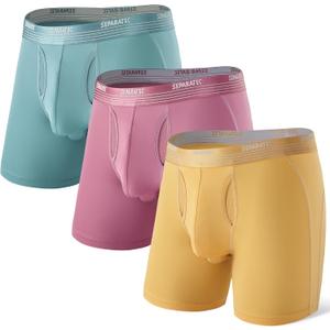 Separatec Mens Underwear with Pouch for balls Anti Chafing Underwear Men Athletic Sport Performance Long Boxer Briefs 3 Pack (Large, C1 - Wed Green/Sat Red/Tue Yellow)