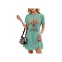 Cowboy western dress for women: Vintage Rodeo Graphic Dresses Country Music Sundress Short Sleeve Cowgirl Outfits XXL