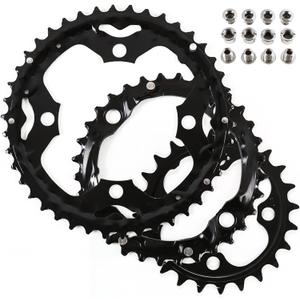 BUCKLOS 64/104 BCD Bike Chainring Set with Pin, Steel CNC Alloy Double/Triple MTB Chainring 22T 24T 26T 32T 38T 42T 44T 4 Bolts Mountain Bicycle Chainrings 8 9 10 Speed Compatible