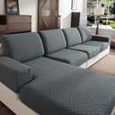 OHSIO Couch Cover, Stretch Sofa Cover, Soft Seat Cushion Covers Washable, Sectional L Shape Sofa Slipcover, Wear Stain Resistant Pet Friendly Furniture Protector for Home (1 Armrest Cover, Dark Gray)