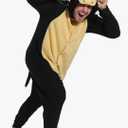 dressfan Black Bull Costume Animal Bull Onesie Pajamas Halloween Cosplay Costume L