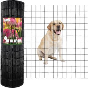 FOREHOGAR Black PVC Coated Welded Wire Fence 36 Inch x 100 Foot, 2 Inch x 3 Inch 16GA, Garden Border Fencing Roll Vinyl Coating Metal Wire Mesh for Yard Vegetable Plant Protection Poultry Netting