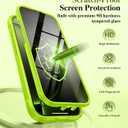BERFY for iPhone 16 Pro Case, Compatible with MagSafe, Built in Privacy Screen Protector, Shockproof Full Body Phone Case for 16 Pro with Magnetic Stand, Translucent Bright Green