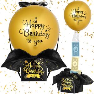 Sumind Birthday Pull Money Balloon Box for Cash Funny Money Balloon Surprise Kit Pull out Cash Holder Gift Box Birthday to You Surprise Gifts for Women Mother Girlfriend Wife(Classic Style)
