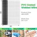 16GA Black PVC Coated Welded Wire Fencing 48 Inch x 50 Foot, 2 Inch x 3 Inch, Garden Border Fencing Roll Vinyl Coating Metal Wire Mesh for Yard Vegetable Plant Protection Poultry Netting
