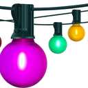 G40 Globe String lights, Frosted Multicolor LED Christmas Lights with 27 Shatterproof LED Bulbs, Hanging Christmas Tree Lights for Indoor Outdoor Holiday Party Backyard Christmas Decoration, Green Wire