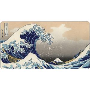 Playmat for MTG Card Game TCG Board Game Trading Card Game Play Mat CCG Mat Desk Pad Stitched Edges Rubber Base Smooth Surface Japanese Ink Painting Wave 23.5x13.7in
