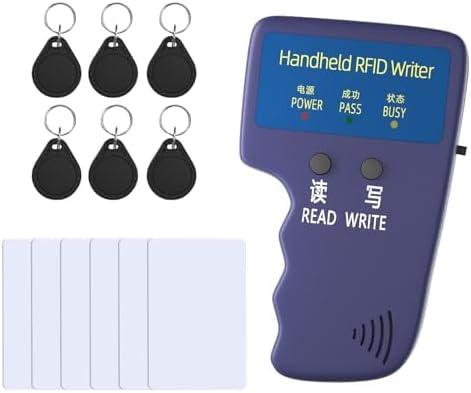 Handheld ID Copier 125khz RFID Reader Writer Duplicator Handheld RFID Copier Used for T5577 or EM4305 6 pcs keyfob+ 6 T5577 Cards-ZGAGFZ (light Blue-A)