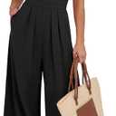 ANRABESS Women Jumpsuits Sleeveless V Neck Elegant Dressy Casual Backless One Piece Pants Romper 2025 Summer Outfits (Medium, Black)