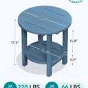 SERWALL Round Outdoor Side Table, HDPE Small Adirondack End Table,2-Tier Patio Side Table for Backyard Pool Porch Garden Lawn, Navy, Round 1-pack